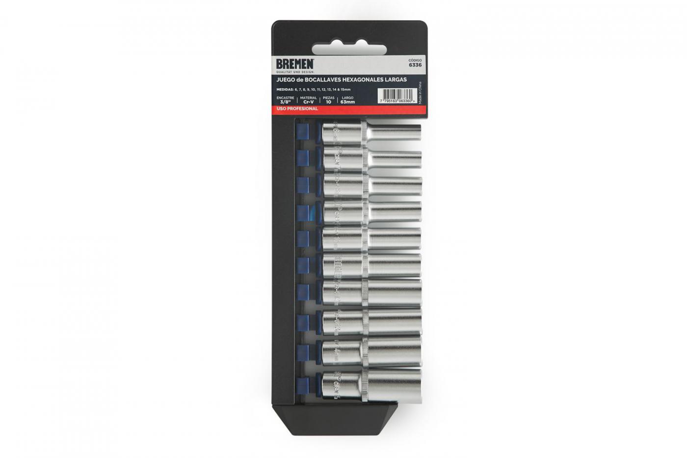 Juego bocallaves largas enc.3/8"  7pz.BREMEN - 6336